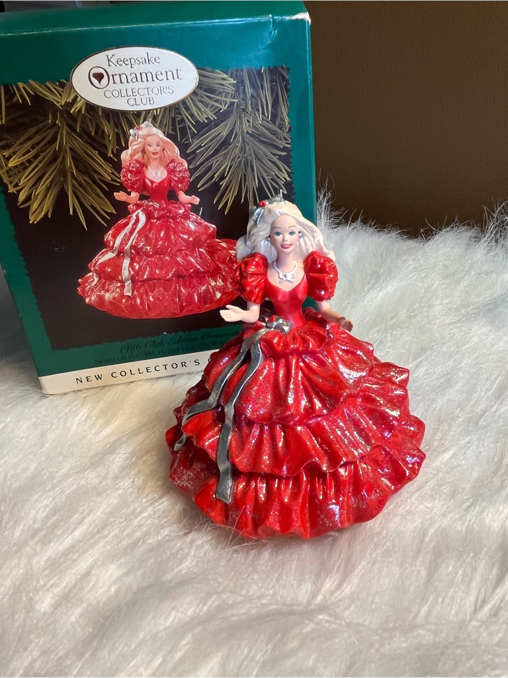 Hallmark Red and Silver Holiday Lady Ornament